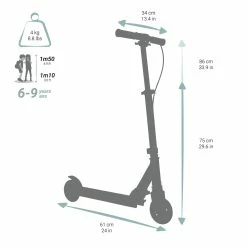 Oxelo Decathlon MID5 Foldable Scooter W/ Suspension & Hand Brake Kids 3'6 To 4'9