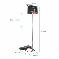 Tarmak Team Basketball Hoop With Adjustable And Foldable Stand (from 2.20 To 3.05m) B100 Easy - Black