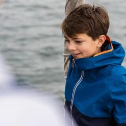 Tribord Tops Kid's Sailing Waterproof Jacket - Wet-weather Jacket SAILING 100 Mint White