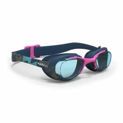 Nabaiji Swimming Goggles - Xbase Print L - Clear Lenses - Navy Blue / Red