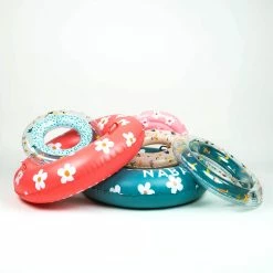 Nabaiji Swimming Kids' Inflatable Swim Ring 3-6 Years 51 Cm Beige SAVANNAH Print