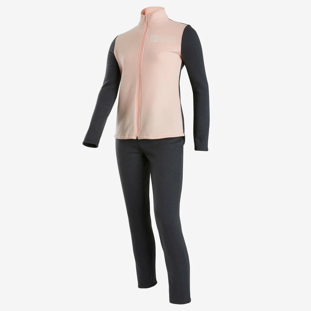 Domyos Fleece-Lined 2-Piece Tracksuit, Girls' Bottoms