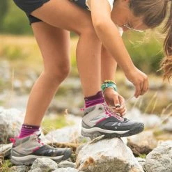 Footwear Quechua Crossrock, Mid Waterproof Lace-Up Hiking Shoes, Kids'