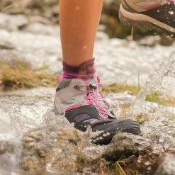 Footwear Quechua Crossrock, Mid Waterproof Lace-Up Hiking Shoes, Kids'