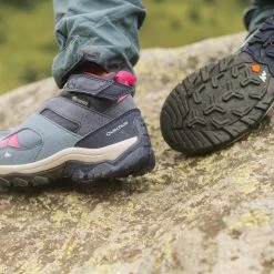 Quechua Crossrock, Mid Waterproof Lace-Up Hiking Shoes, Kids' Footwear