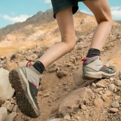 Footwear Quechua Crossrock, Mid Waterproof Lace-Up Hiking Shoes, Kids'