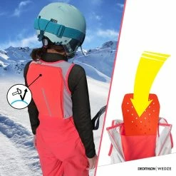 Wedze Winter Skiing Salopettes With Built-in Back Protector Bib Protect Freeride 900